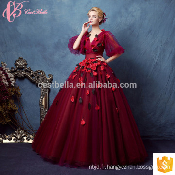 High-end Dark Red Kayting Ladies Chiffon Deux pièces Party Wear Long Robes de soirée